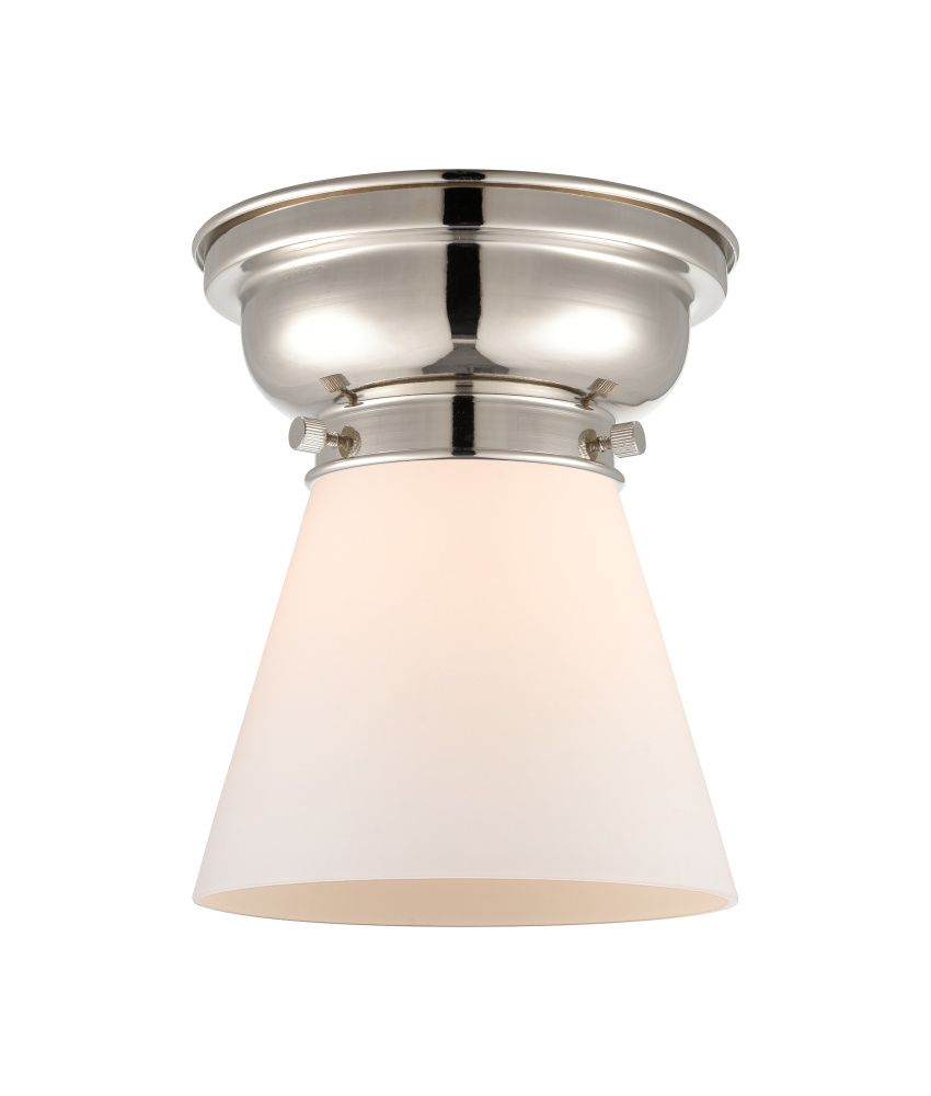 Cone - 1 Light - 6 inch - Polished Nickel - Flush Mount
