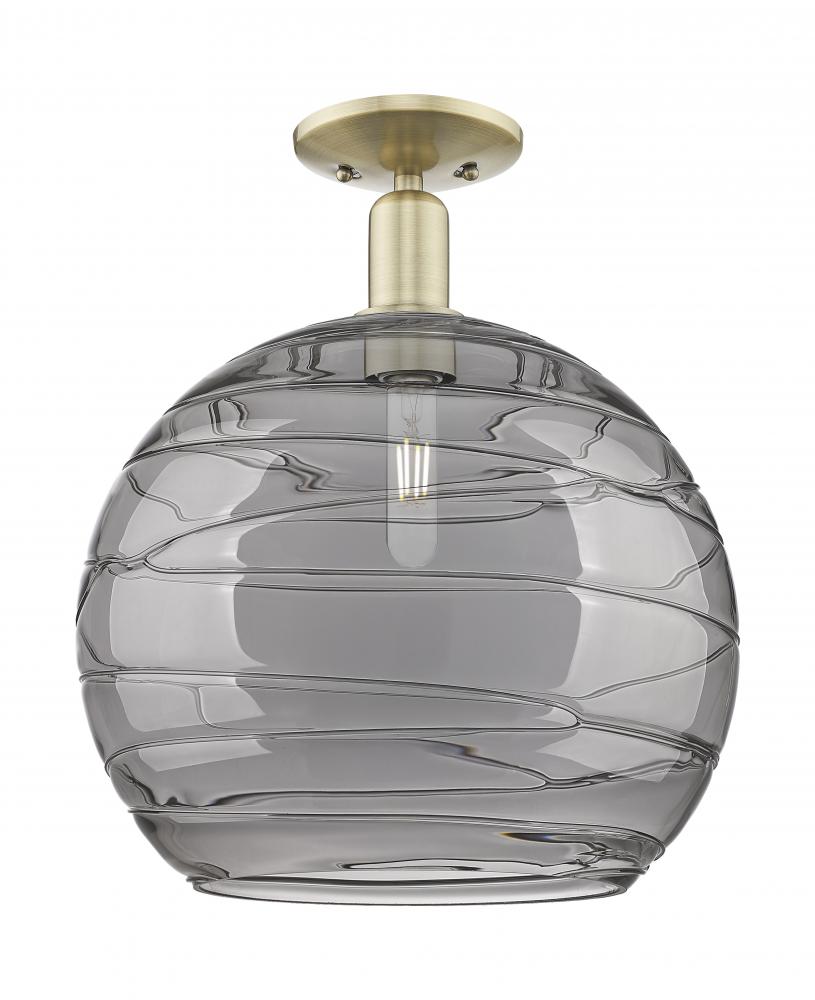 Athens Deco Swirl - 1 Light - 14 inch - Antique Brass - Semi-Flush Mount