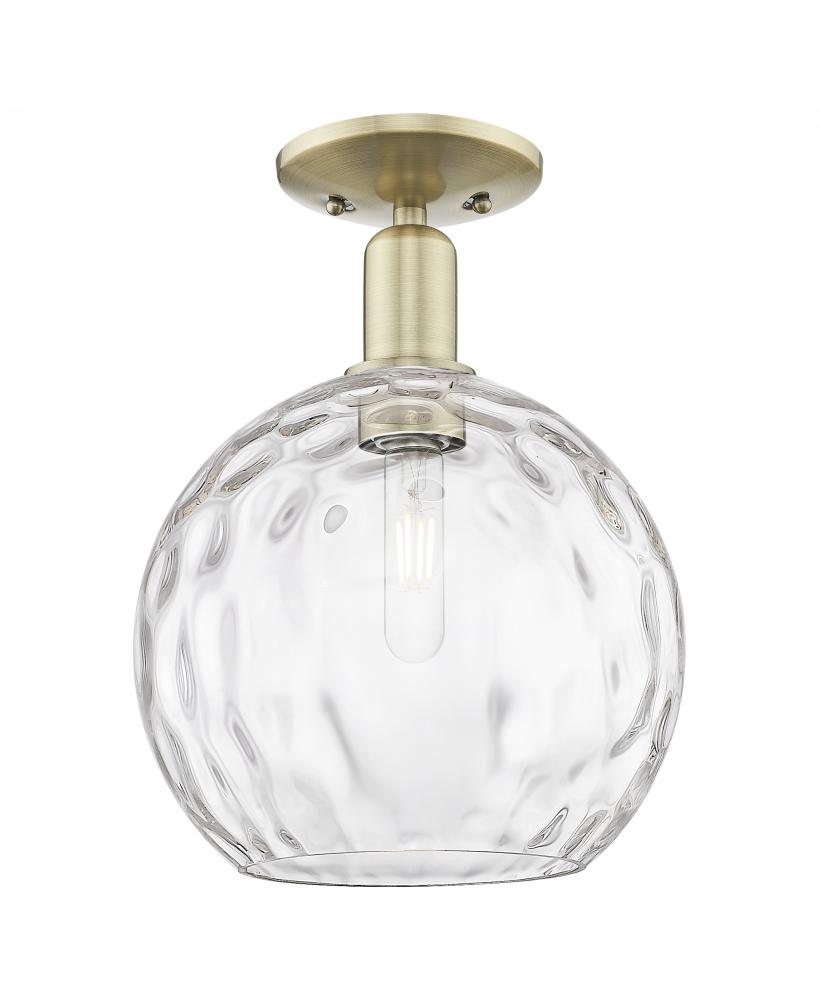 Athens Water Glass - 1 Light - 10 inch - Antique Brass - Semi-Flush Mount