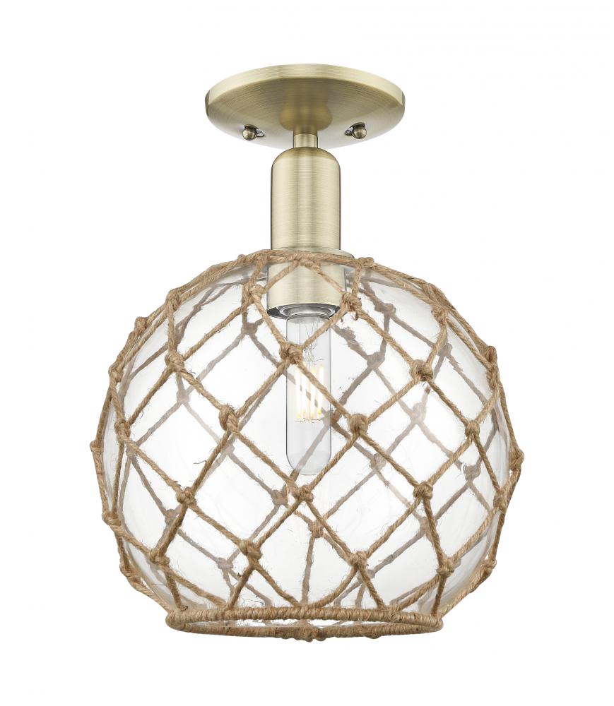 Farmhouse Rope - 1 Light - 10 inch - Antique Brass - Semi-Flush Mount