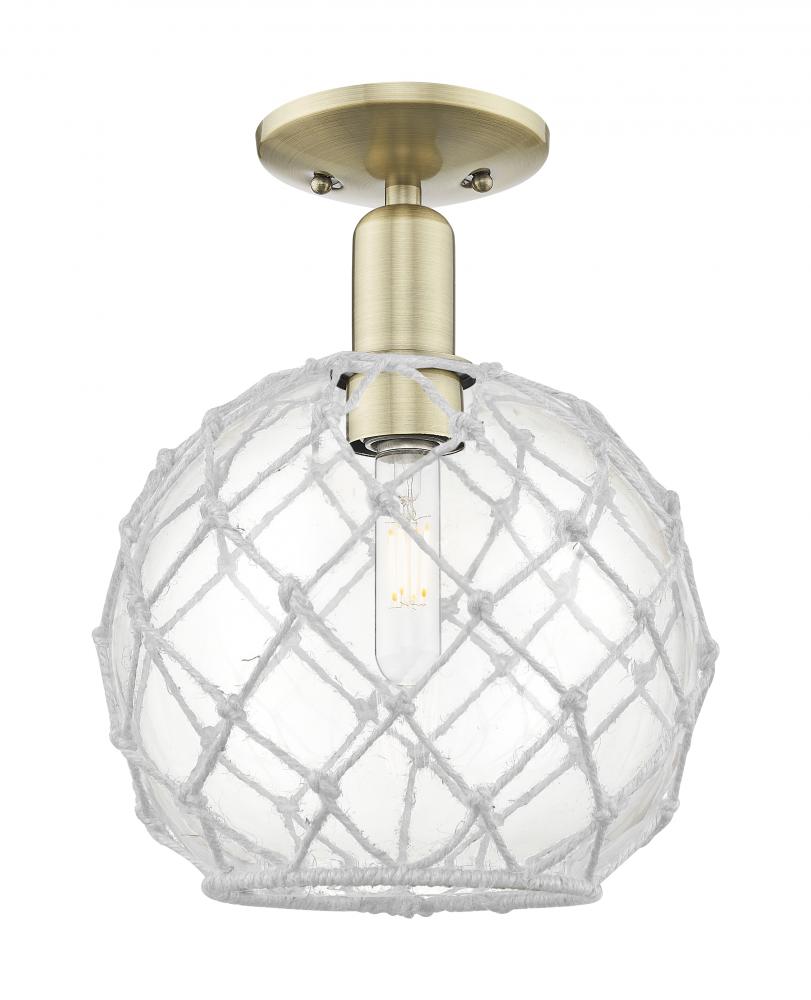 Farmhouse Rope - 1 Light - 10 inch - Antique Brass - Semi-Flush Mount