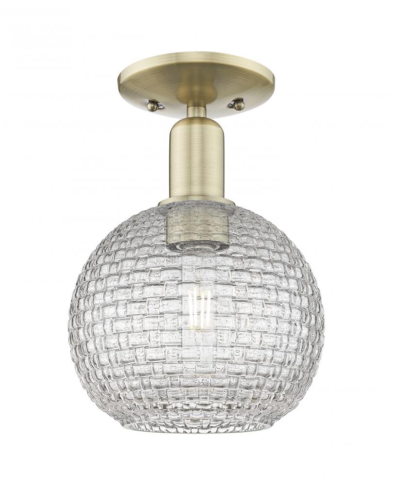 Athens - 1 Light - 8 inch - Antique Brass - Semi-Flush Mount