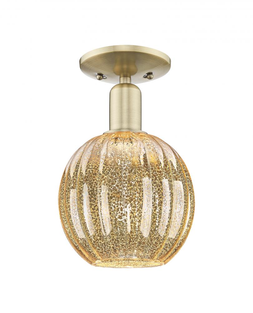 Preston Globe - 1 Light - 6 inch - Antique Brass - Semi-Flush Mount