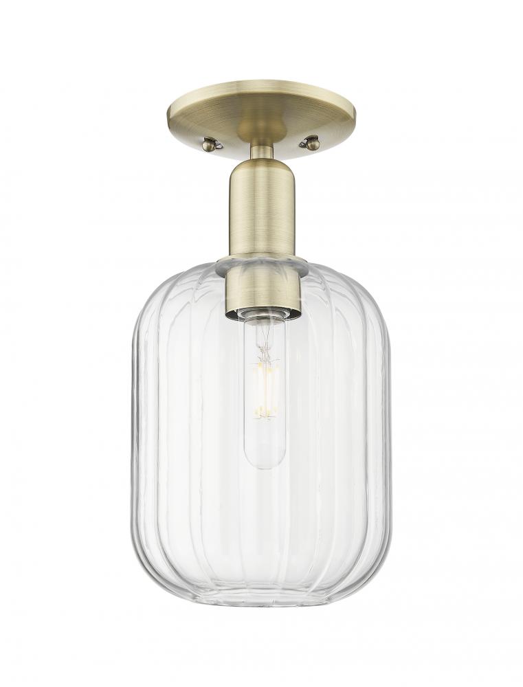 Preston Cylinder - 1 Light - 6 inch - Antique Brass - Semi-Flush Mount