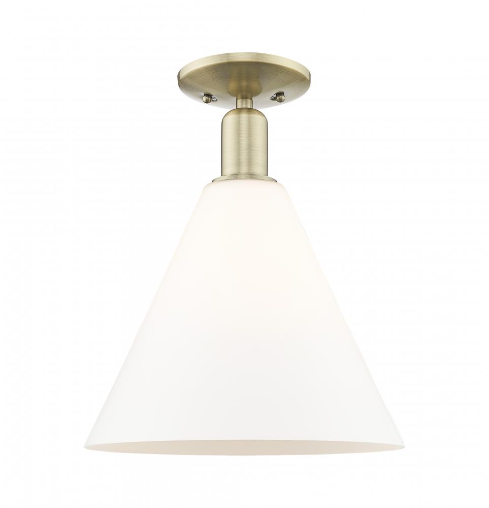Berkshire Glass - 1 Light - 12 inch - Antique Brass - Semi-Flush Mount
