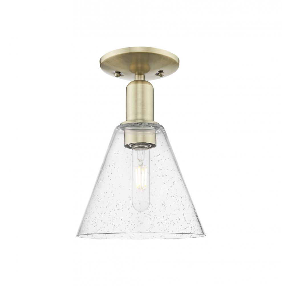 Berkshire Glass - 1 Light - 8 inch - Antique Brass - Semi-Flush Mount