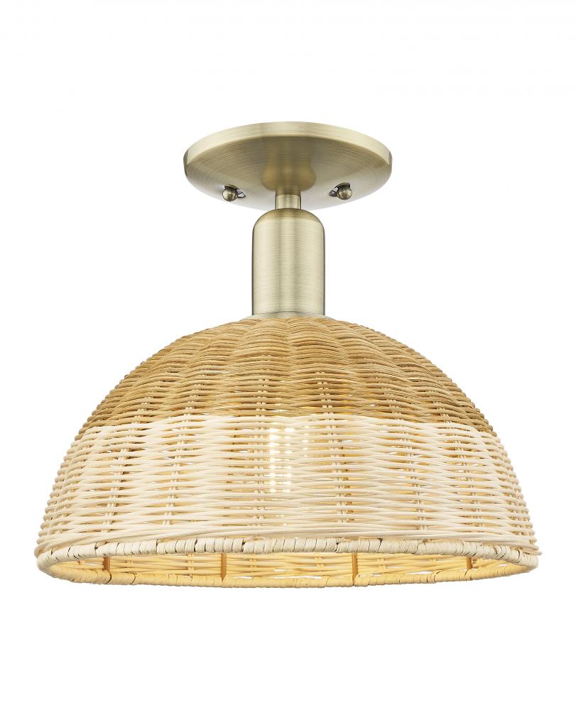 Natural Ballston Dome - 1 Light - 6 inch - Antique Brass - Semi-Flush Mount