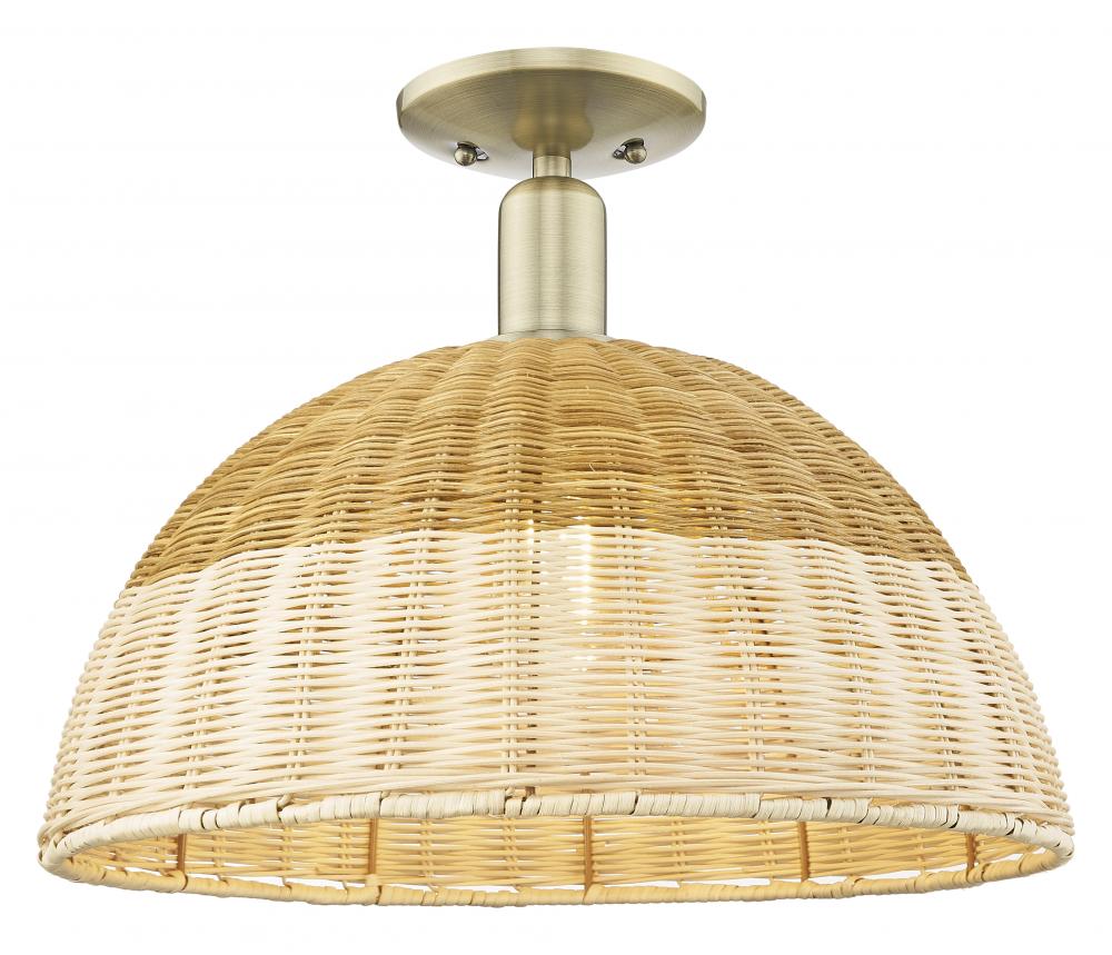 Natural Ballston Dome - 1 Light - 6 inch - Antique Brass - Semi-Flush Mount