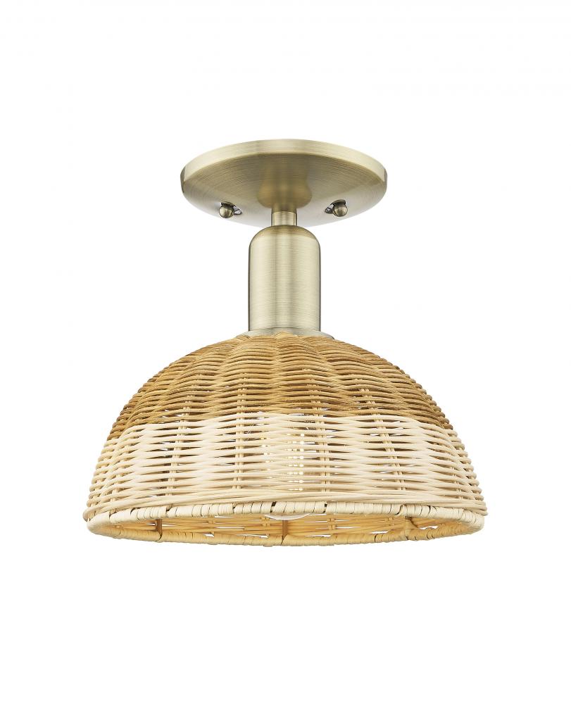 Natural Ballston Dome - 1 Light - 6 inch - Antique Brass - Semi-Flush Mount