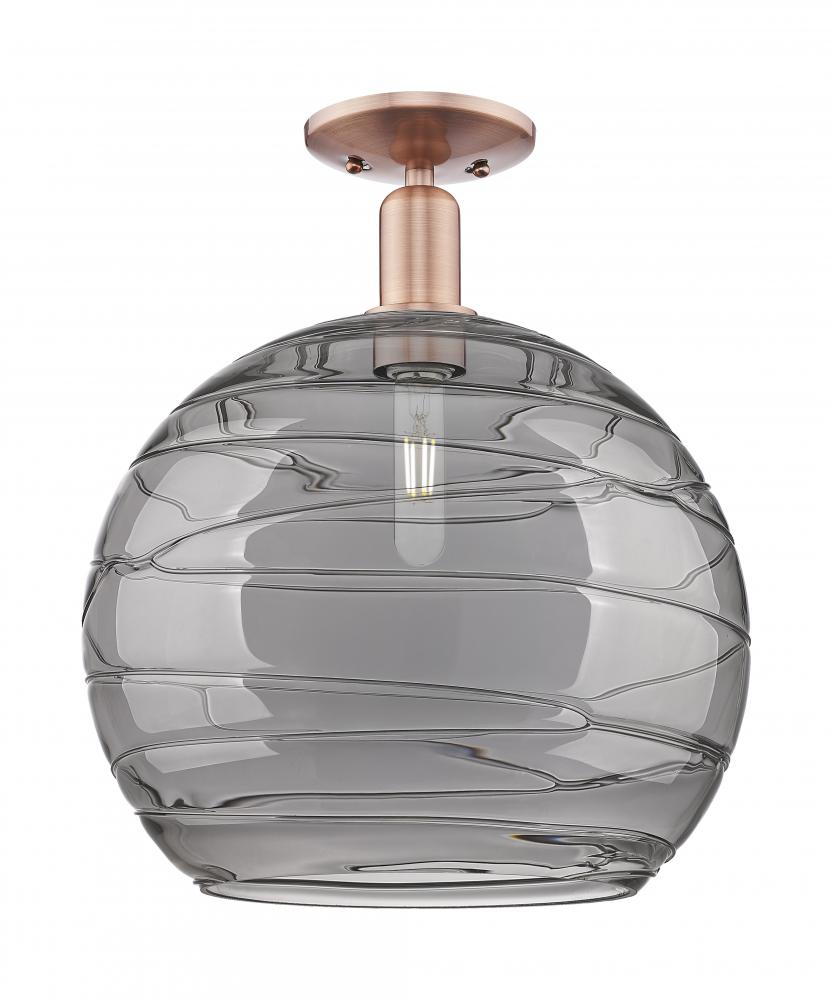 Athens Deco Swirl - 1 Light - 14 inch - Antique Copper - Semi-Flush Mount