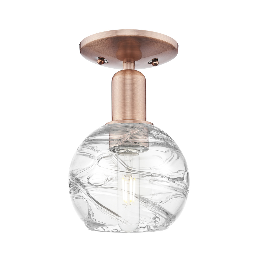 Athens Deco Swirl - 1 Light - 6 inch - Antique Copper - Semi-Flush Mount