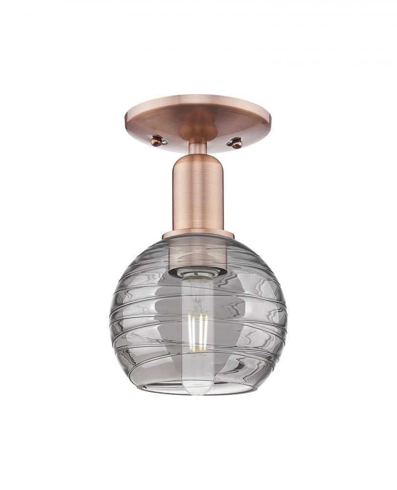Athens Deco Swirl - 1 Light - 6 inch - Antique Copper - Semi-Flush Mount