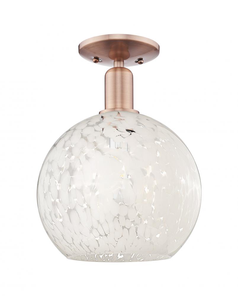 White Mouchette - 1 Light - 10 inch - Antique Copper - Semi-Flush Mount