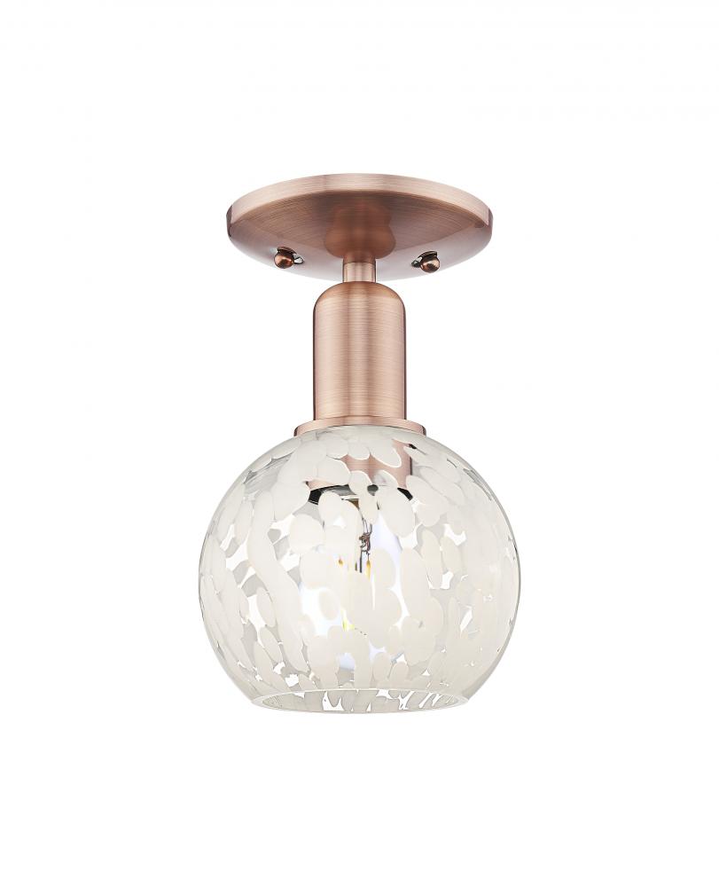 White Mouchette - 1 Light - 6 inch - Antique Copper - Semi-Flush Mount