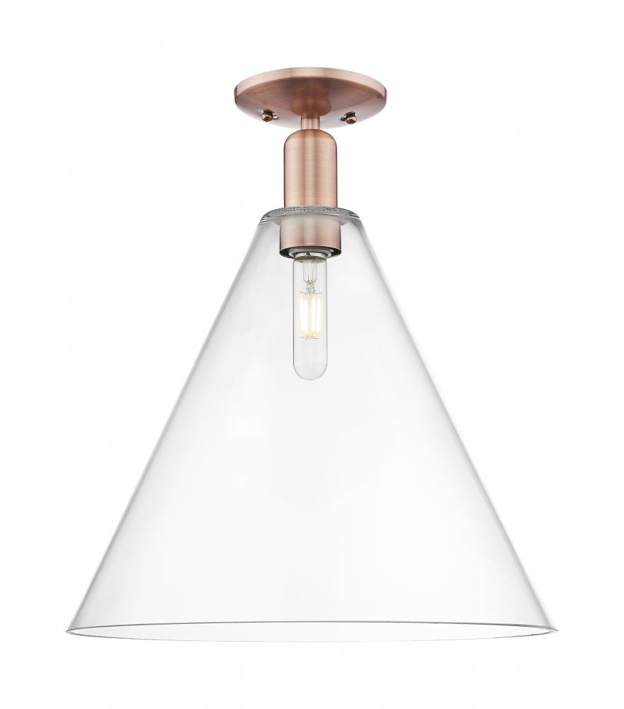 Berkshire Glass - 1 Light - 16 inch - Antique Copper - Semi-Flush Mount