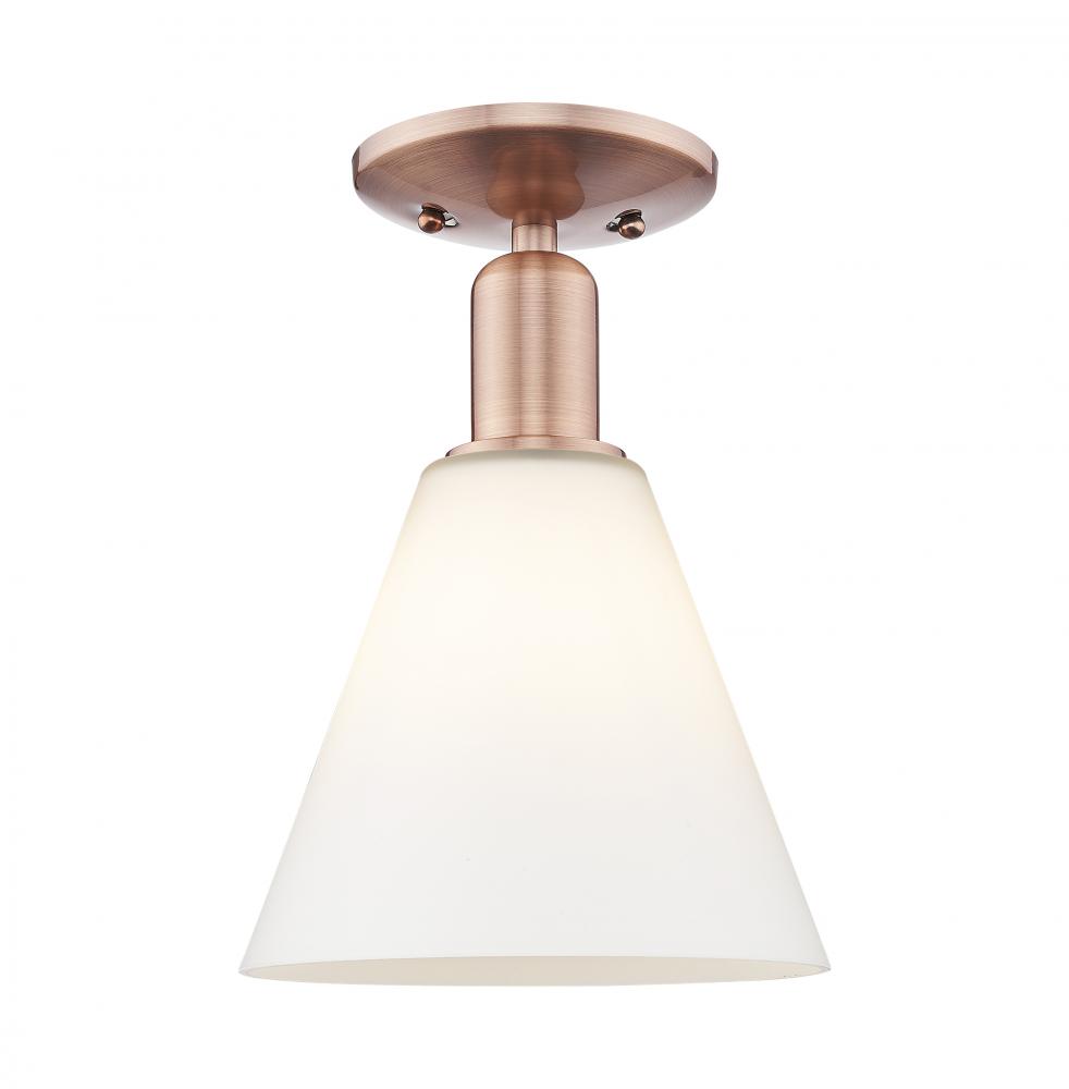 Berkshire Glass - 1 Light - 8 inch - Antique Copper - Semi-Flush Mount