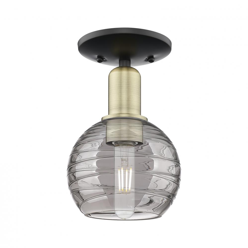 Athens Deco Swirl - 1 Light - 6 inch - Black Antique Brass - Semi-Flush Mount