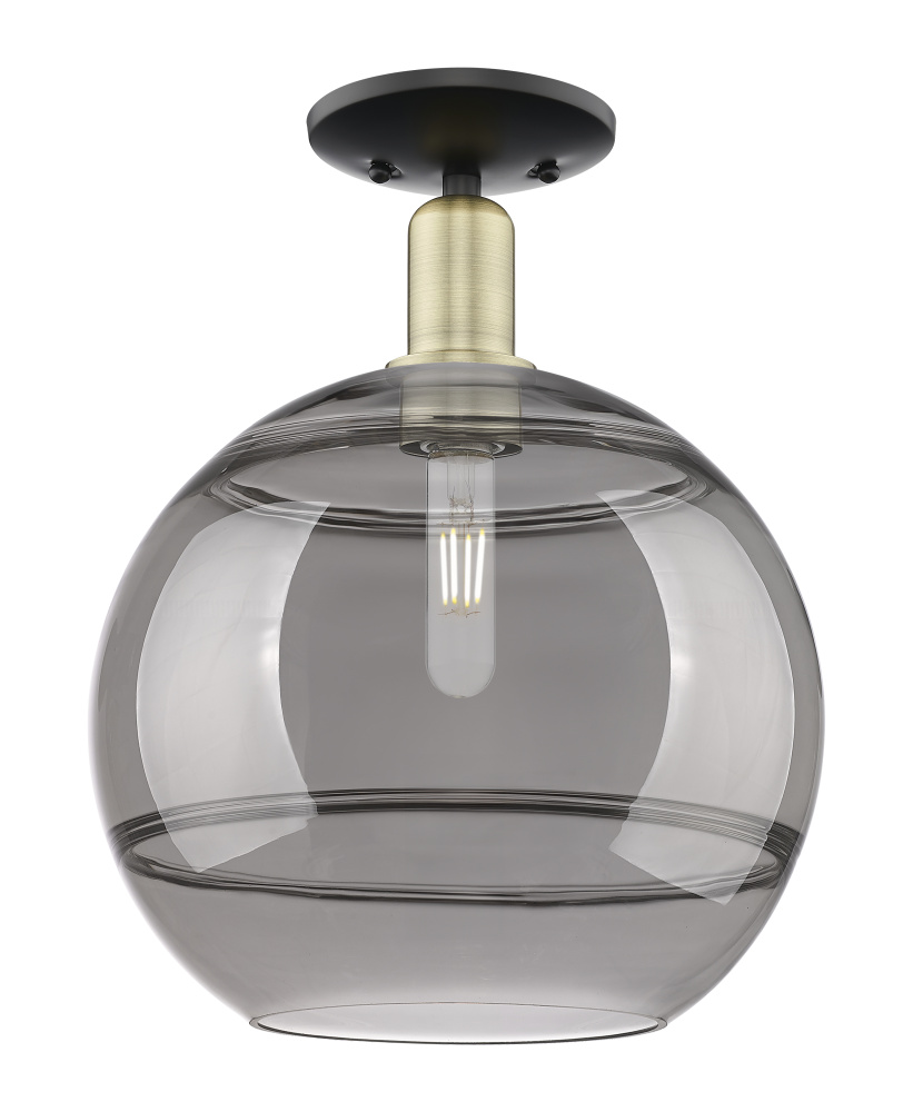 Rochester - 1 Light - 12 inch - Black Antique Brass - Semi-Flush Mount