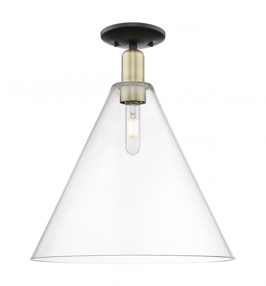 Berkshire Glass - 1 Light - 16 inch - Black Antique Brass - Semi-Flush Mount