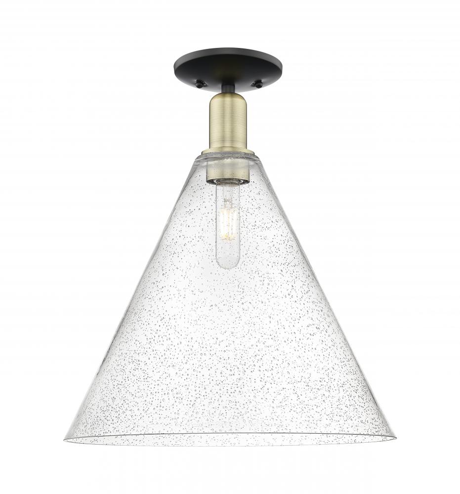Berkshire Glass - 1 Light - 16 inch - Black Antique Brass - Semi-Flush Mount
