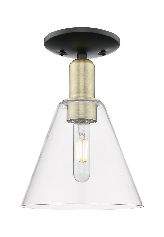 Berkshire Glass - 1 Light - 8 inch - Black Antique Brass - Semi-Flush Mount