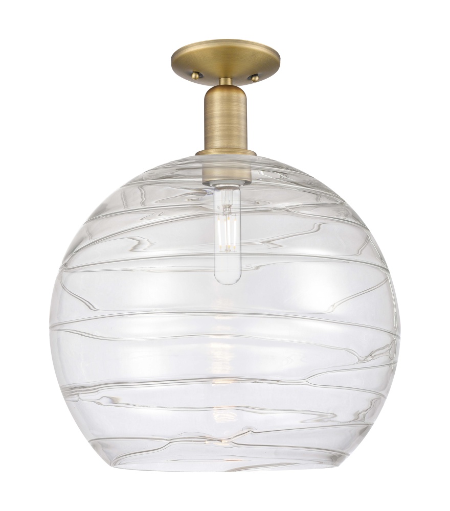 Athens Deco Swirl - 1 Light - 14 inch - Brushed Brass - Semi-Flush Mount
