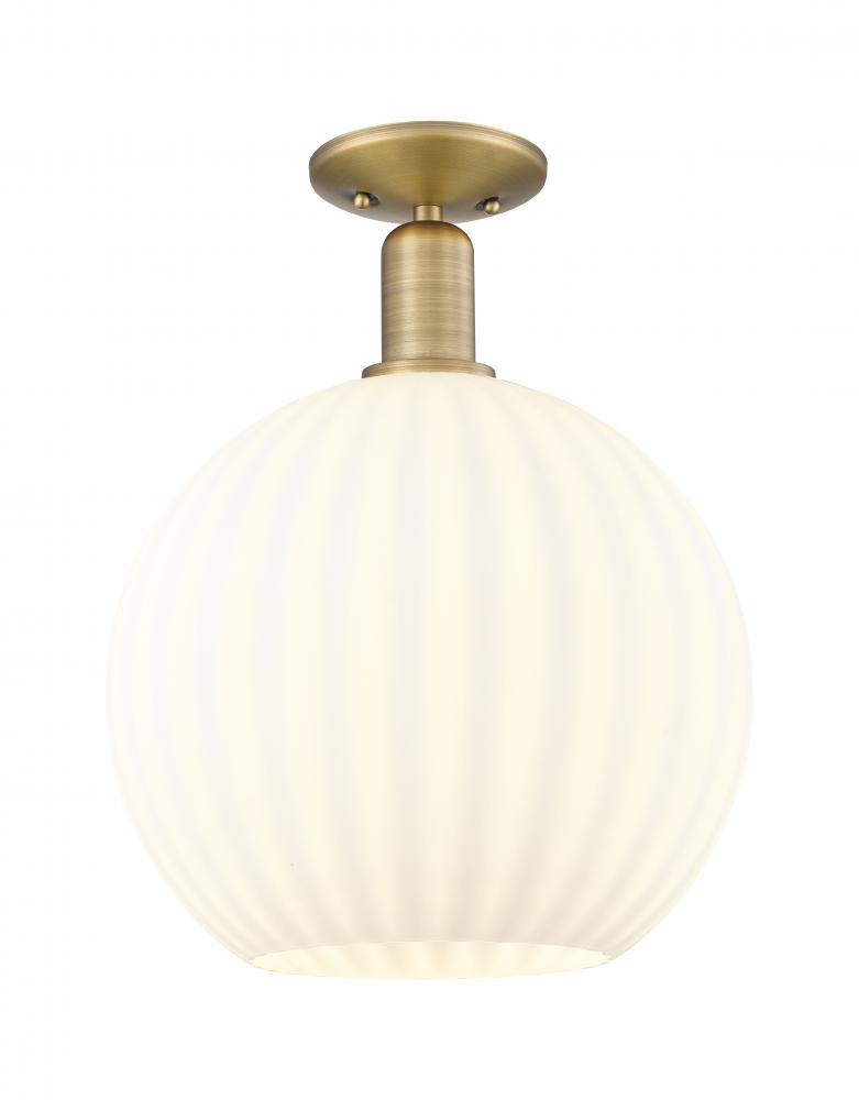 White Venetian - 1 Light - 12 inch - Brushed Brass - Semi-Flush Mount