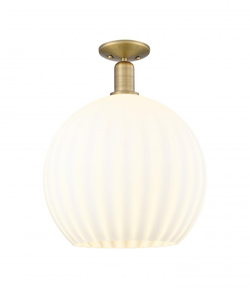 White Venetian - 1 Light - 14 inch - Brushed Brass - Semi-Flush Mount
