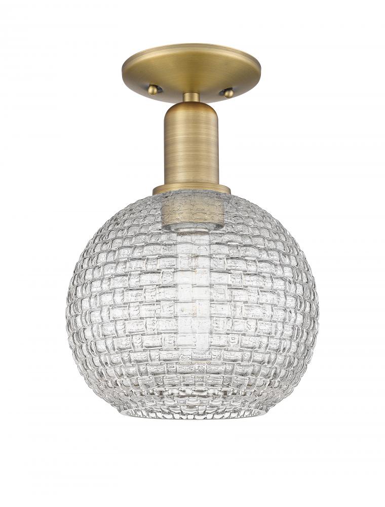 Athens - 1 Light - 8 inch - Brushed Brass - Semi-Flush Mount