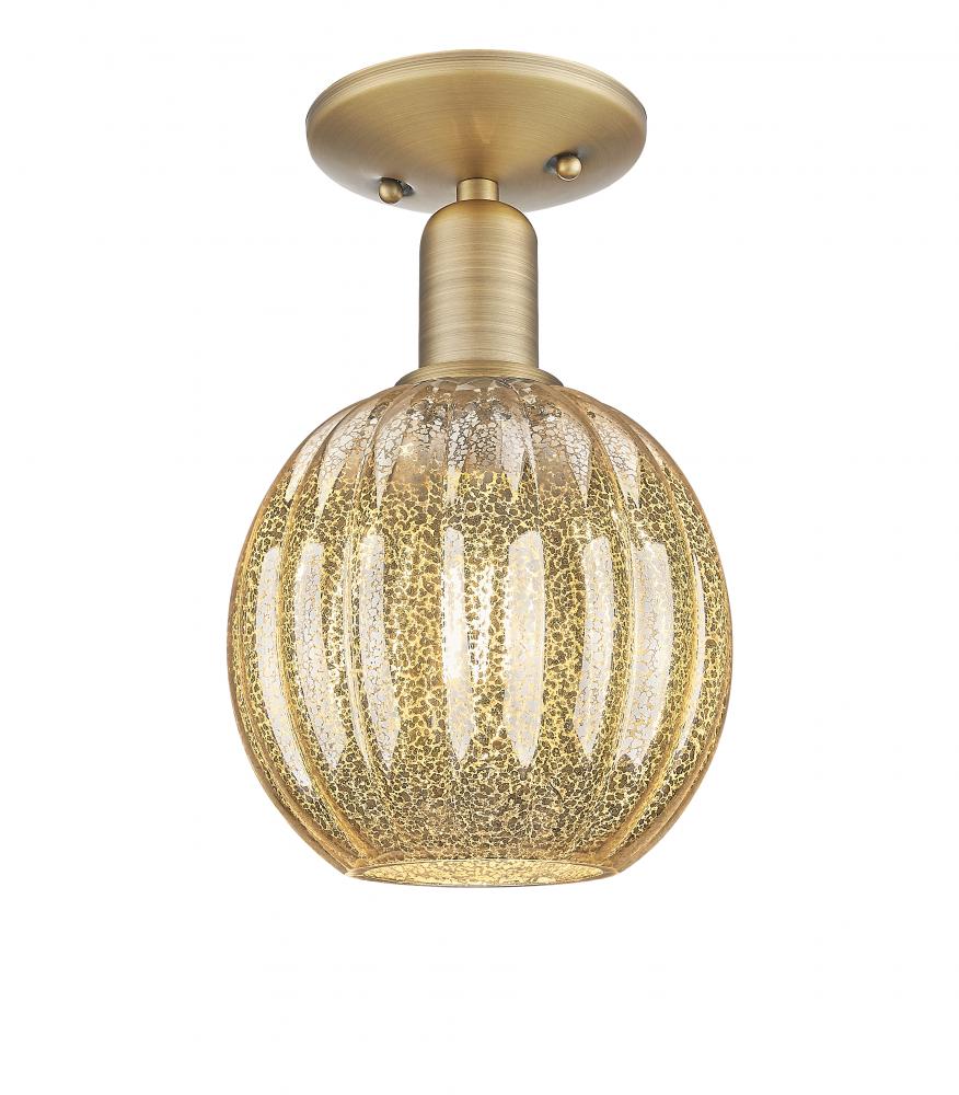 Preston Globe - 1 Light - 6 inch - Brushed Brass - Semi-Flush Mount
