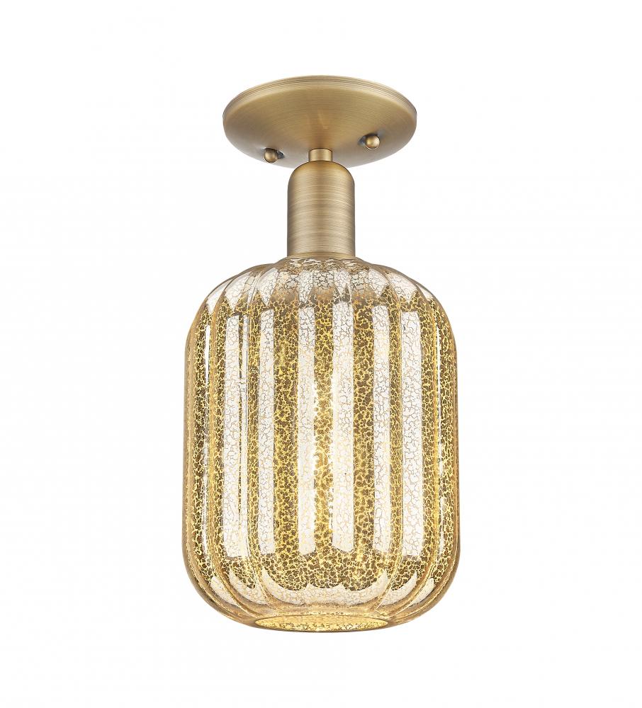 Preston Cylinder - 1 Light - 6 inch - Brushed Brass - Semi-Flush Mount
