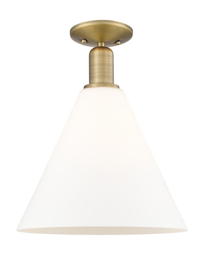 Berkshire Glass - 1 Light - 12 inch - Brushed Brass - Semi-Flush Mount