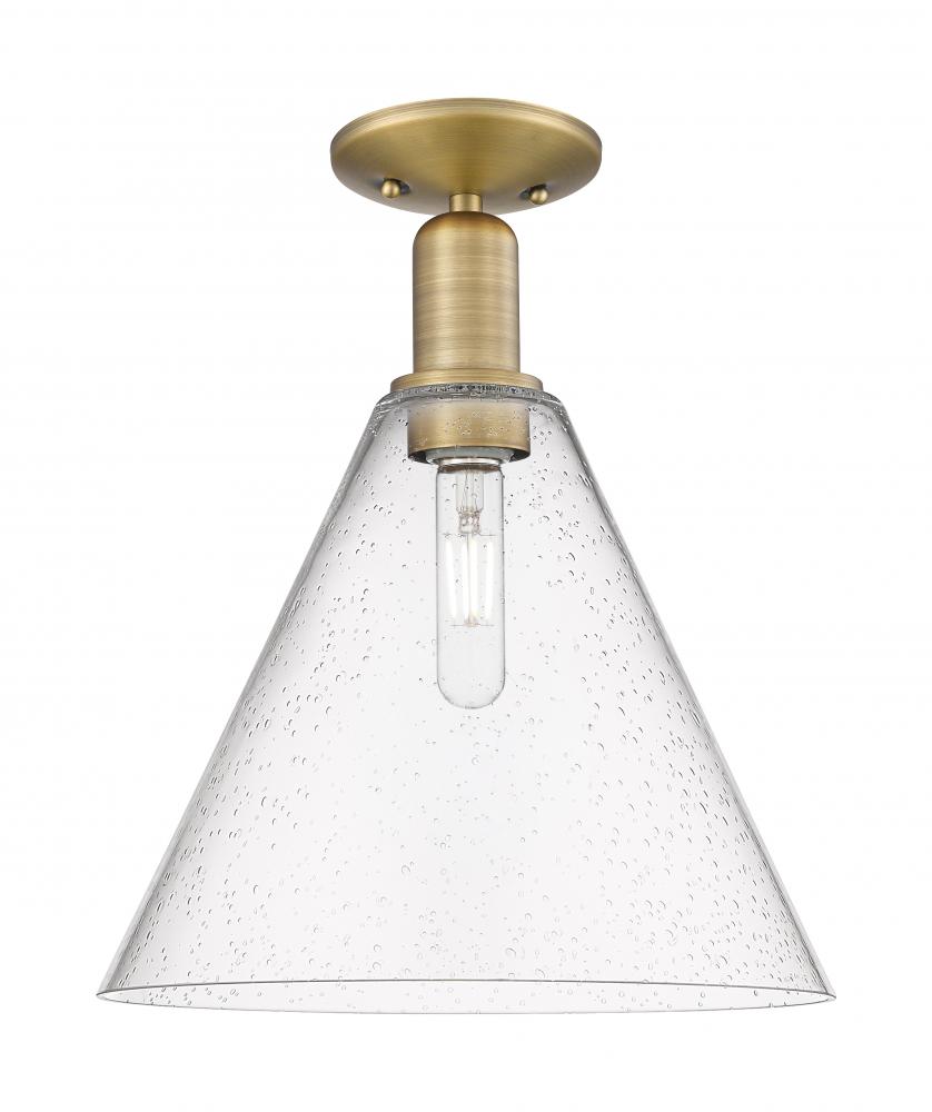 Berkshire Glass - 1 Light - 12 inch - Brushed Brass - Semi-Flush Mount