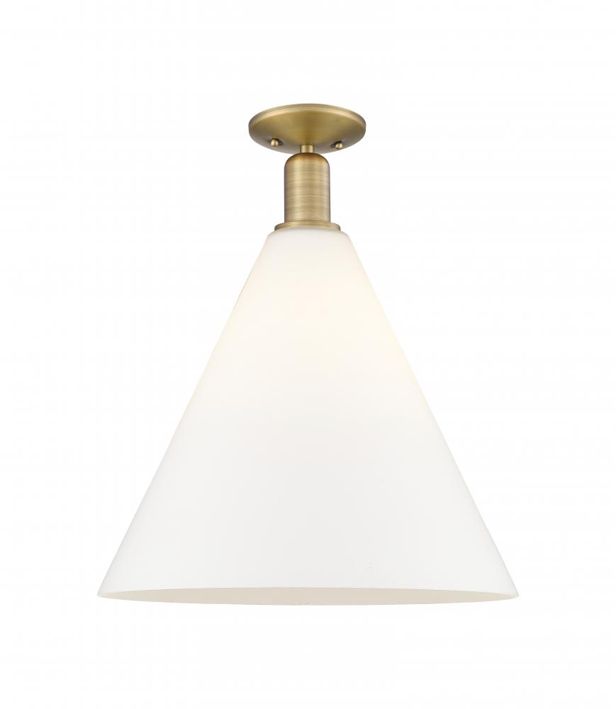 Berkshire Glass - 1 Light - 16 inch - Brushed Brass - Semi-Flush Mount