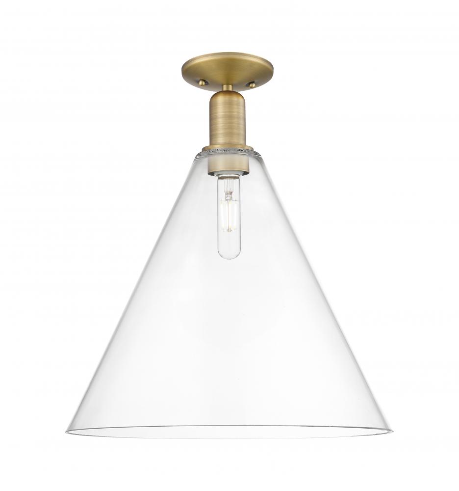 Berkshire Glass - 1 Light - 16 inch - Brushed Brass - Semi-Flush Mount