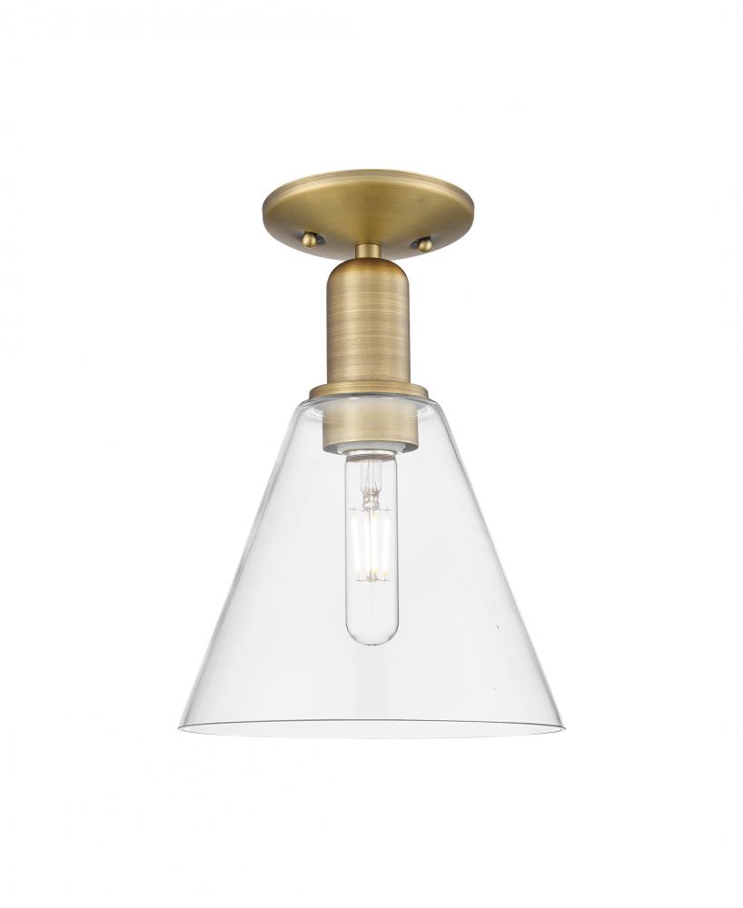Berkshire Glass - 1 Light - 8 inch - Brushed Brass - Semi-Flush Mount