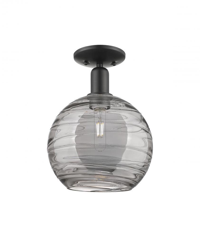 Athens Deco Swirl - 1 Light - 10 inch - Matte Black - Semi-Flush Mount