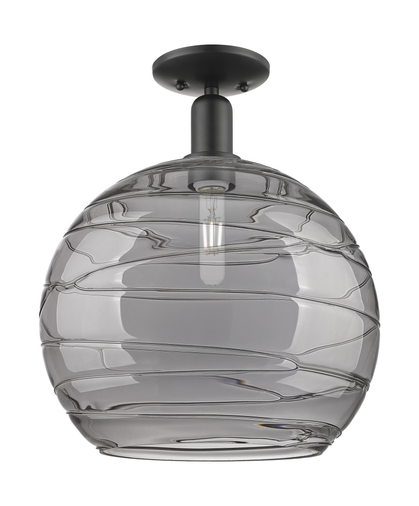 Athens Deco Swirl - 1 Light - 14 inch - Matte Black - Semi-Flush Mount