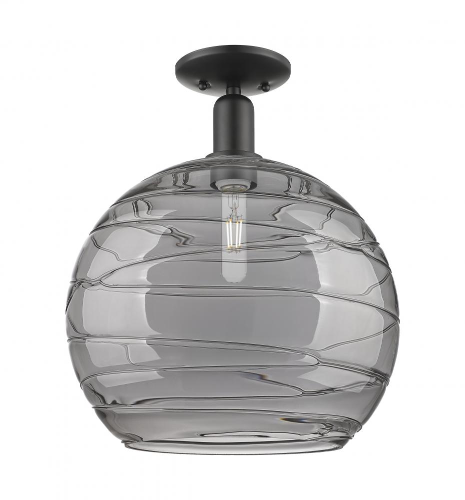 Athens Deco Swirl - 1 Light - 14 inch - Matte Black - Semi-Flush Mount