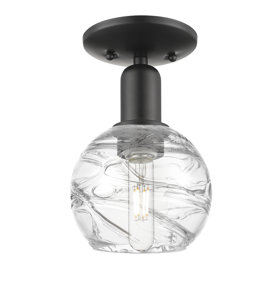 Athens Deco Swirl - 1 Light - 6 inch - Matte Black - Semi-Flush Mount