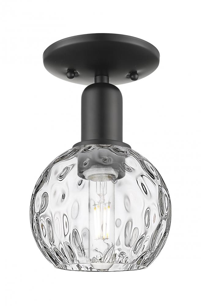 Athens Water Glass - 1 Light - 6 inch - Matte Black - Semi-Flush Mount