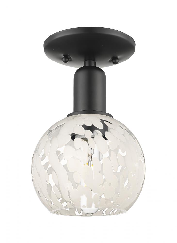 White Mouchette - 1 Light - 6 inch - Matte Black - Semi-Flush Mount