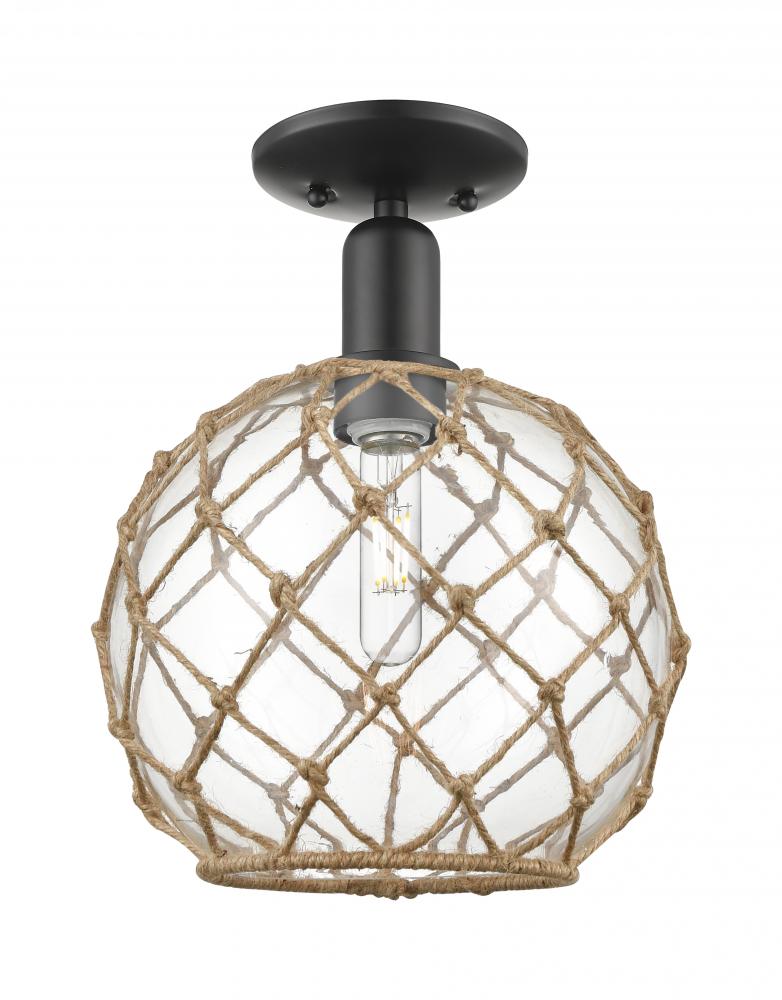 Farmhouse Rope - 1 Light - 10 inch - Matte Black - Semi-Flush Mount