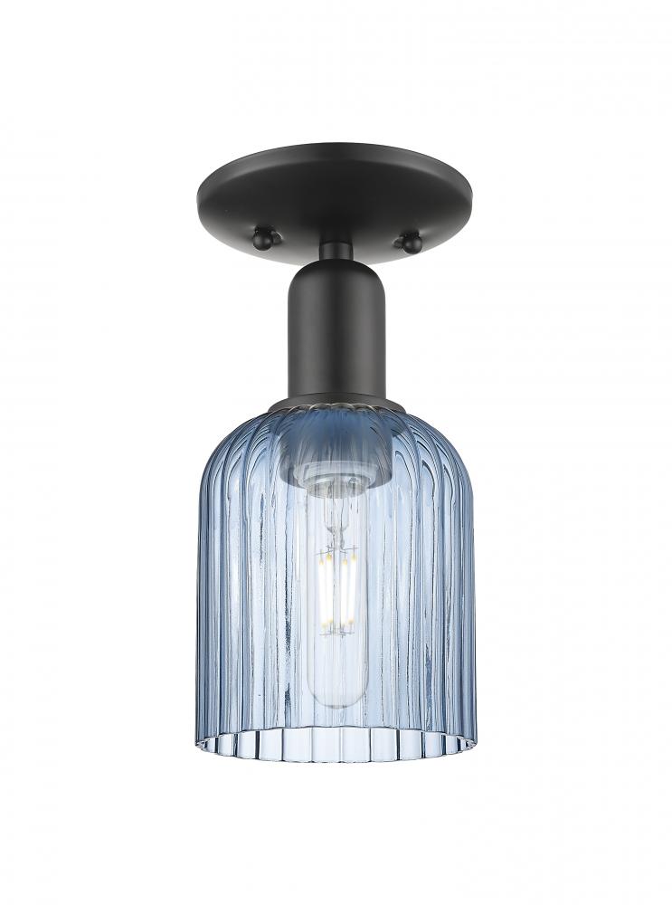 Bridal Veil - 1 Light - 6 inch - Matte Black - Semi-Flush Mount