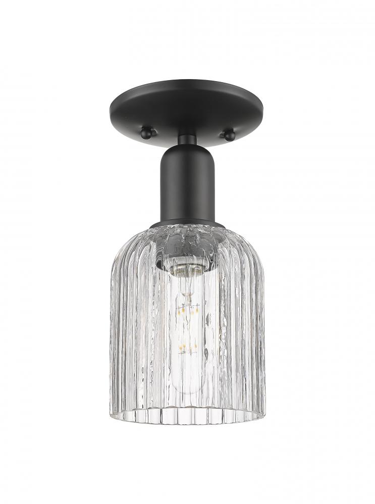 Bridal Veil - 1 Light - 6 inch - Matte Black - Semi-Flush Mount