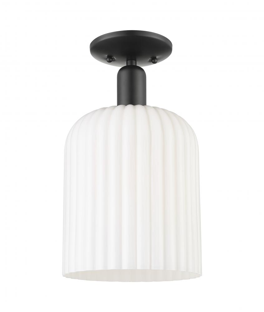 Bridal Veil - 1 Light - 8 inch - Matte Black - Semi-Flush Mount