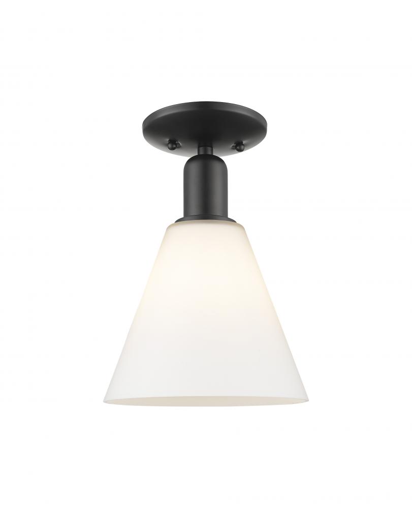 Berkshire Glass - 1 Light - 8 inch - Matte Black - Semi-Flush Mount