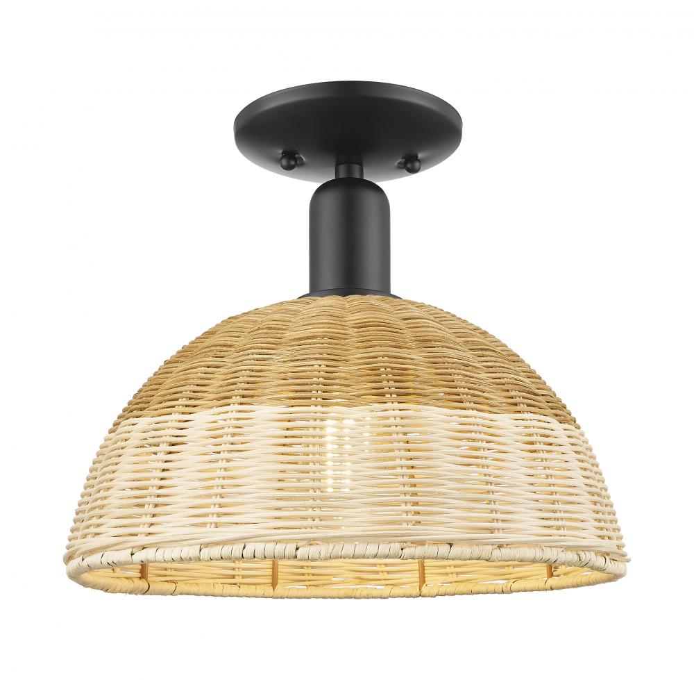 Natural Ballston Dome - 1 Light - 6 inch - Matte Black - Semi-Flush Mount