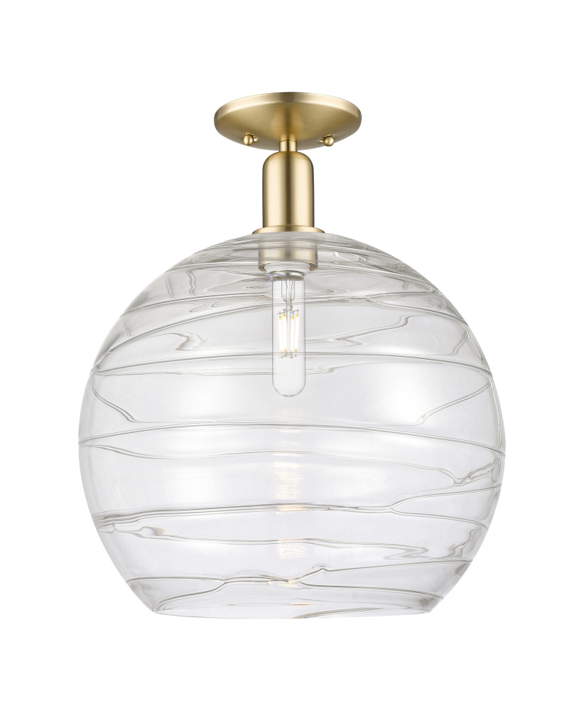 Athens Deco Swirl - 1 Light - 14 inch - Champagne Bronze - Semi-Flush Mount