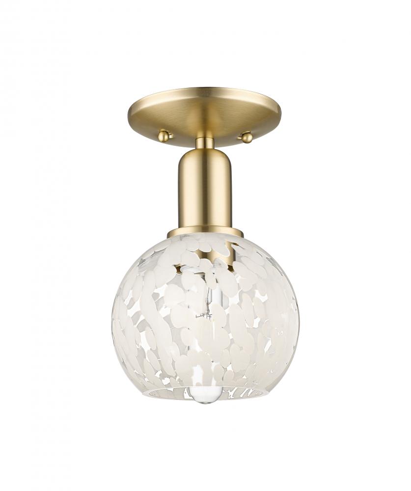 White Mouchette - 1 Light - 6 inch - Champagne Bronze - Semi-Flush Mount
